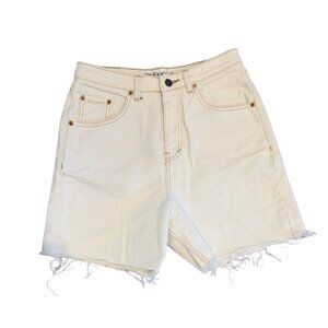 Motel Rocks White Denim Shorts Jorts Cutoff Contrast Stitch Size Small